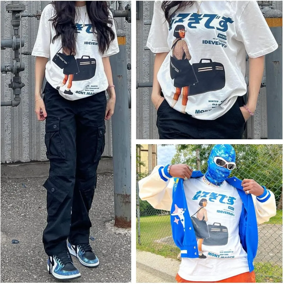 Vamtac Graphic Tees for Women Y2K Oversized Tshirts Japanese Streetwear Tops Casual Loose Summer Cotton Unisex