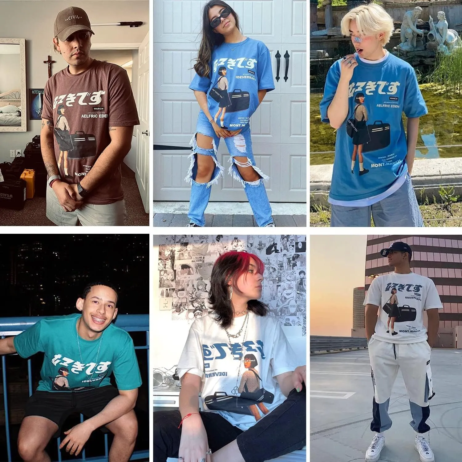 Vamtac Graphic Tees for Women Y2K Oversized Tshirts Japanese Streetwear Tops Casual Loose Summer Cotton Unisex