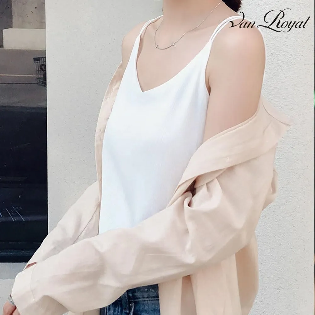 Van Royal Womens Camisole Tops V Neck Elegant Women Chiffon Camis Tank Tees