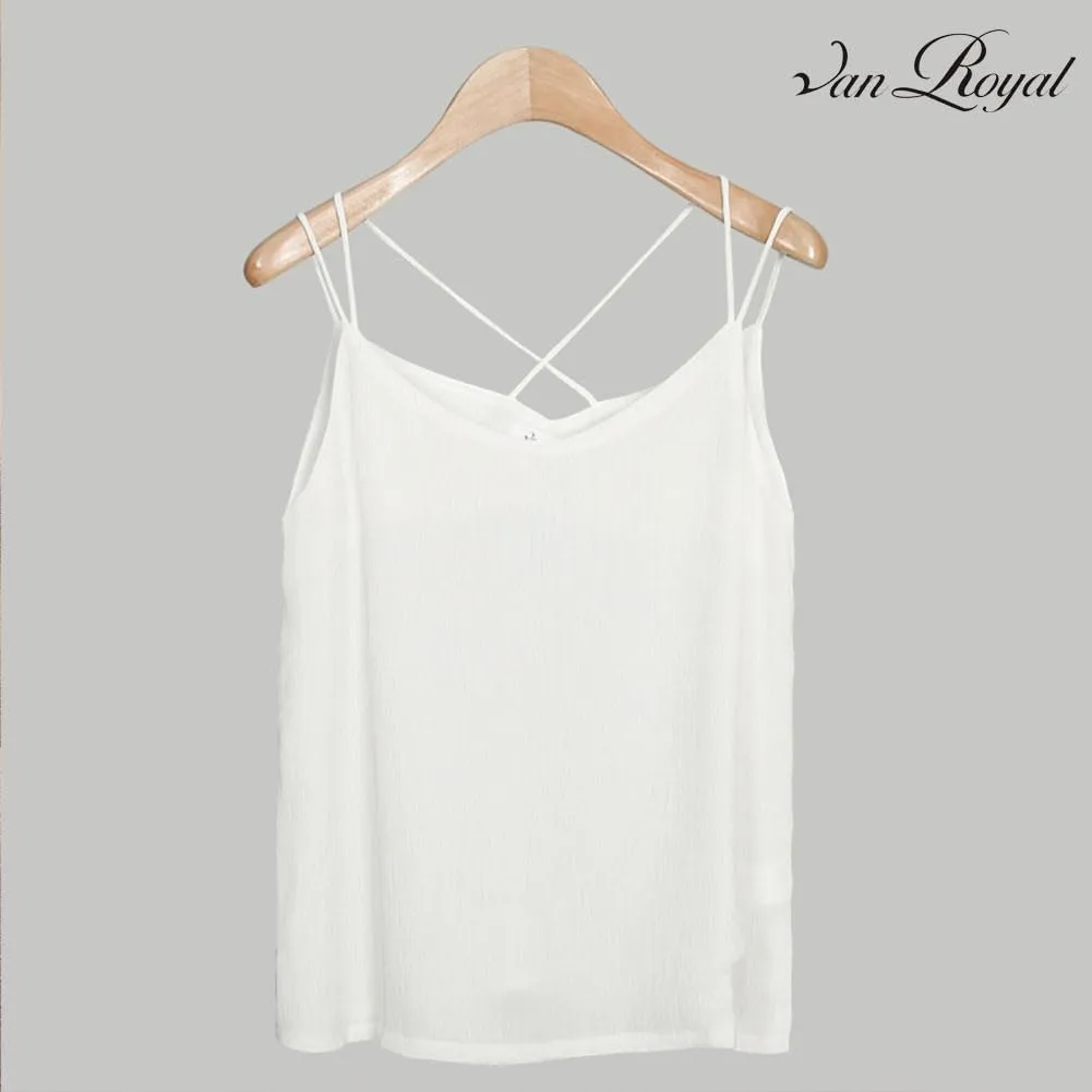 Van Royal Womens Camisole Tops V Neck Elegant Women Chiffon Camis Tank Tees