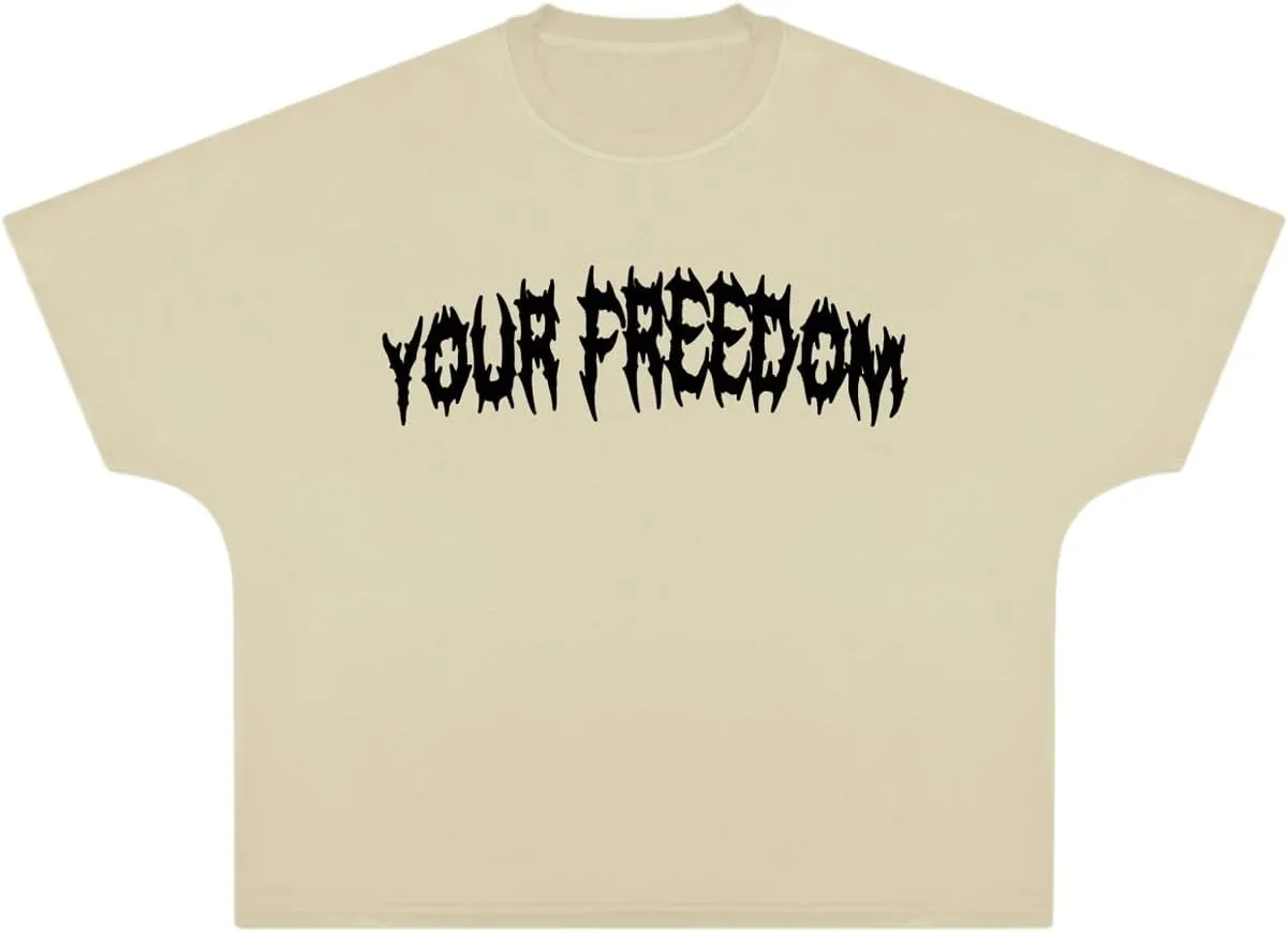 Verdusa Men's Oversized Graphic Tees Letter Print Short Sleeve Loose Fit Summer Tops