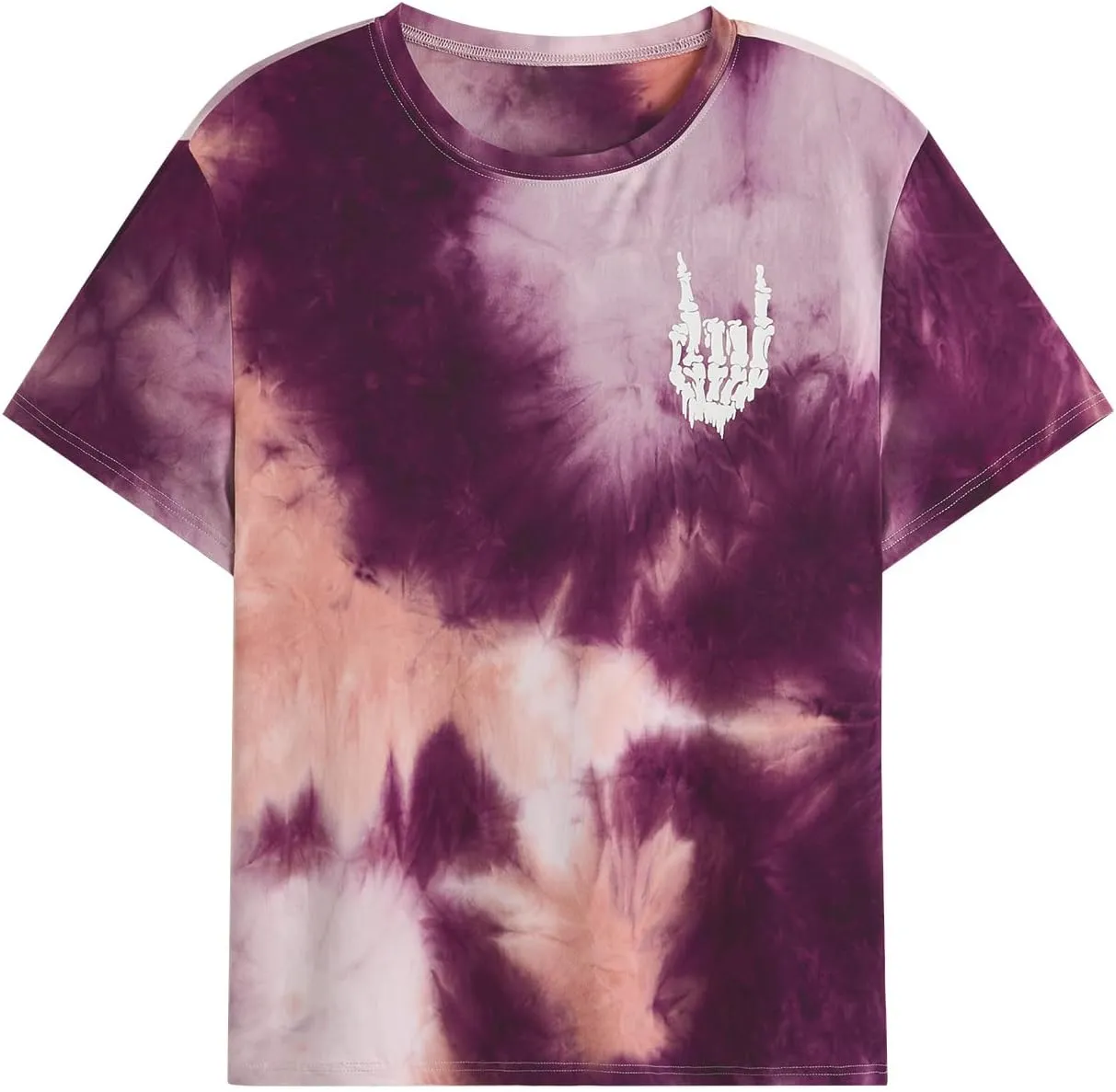Verdusa Men's Tie Dye Short Sleeve Round Neck Graphic Tee Tops