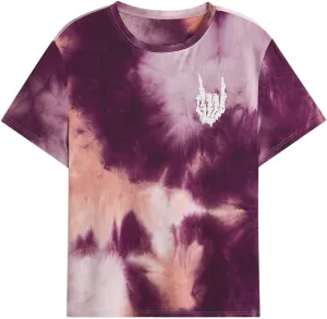 Verdusa Men's Tie Dye Short Sleeve Round Neck Graphic Tee Tops
