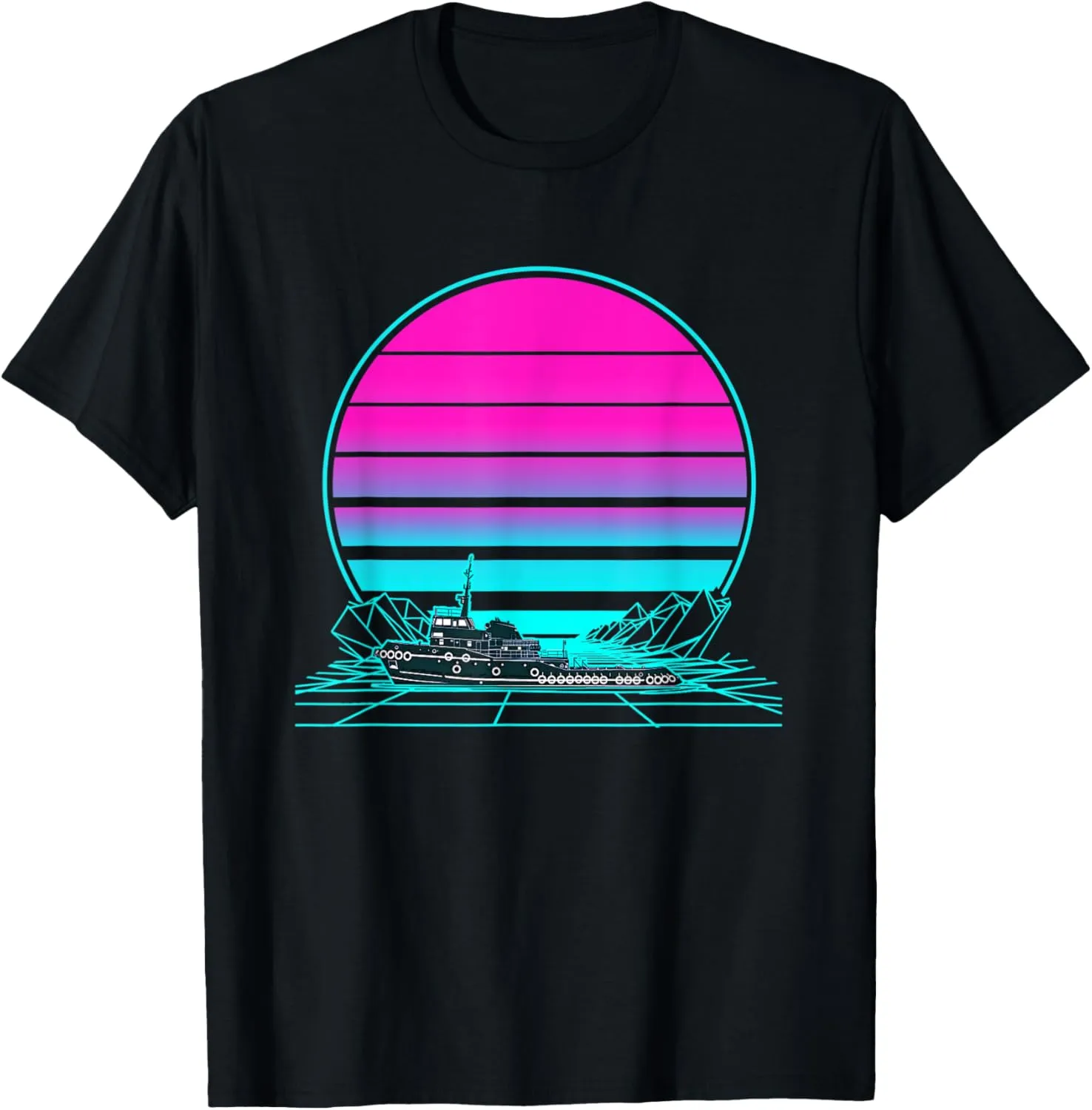 Vintage Retro Sunset Tugboat T-Shirt