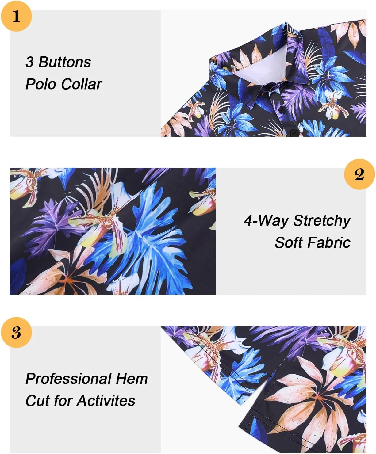 Viracy Men's Golf Shirts Short Sleeve Dry Fit Moisture Wicking Performance Mens Golf Polo Shirts S-3XL