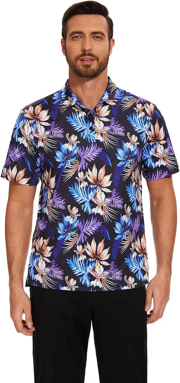 Viracy Men's Golf Shirts Short Sleeve Dry Fit Moisture Wicking Performance Mens Golf Polo Shirts S-3XL