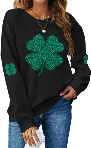 Vircreate Womens St. Patrick's Day Sweatshirts Valentine's Day Shirts Long Sweatshirt Sleeve Graphic Tees