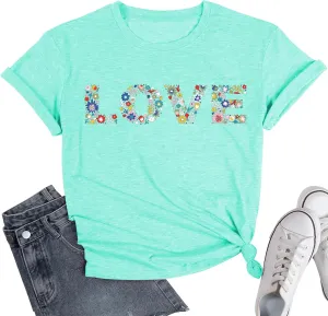 Wildflower Shirts Women Vintage Summer Flower Graphic Tees Cute Garden Plant Lover Tops