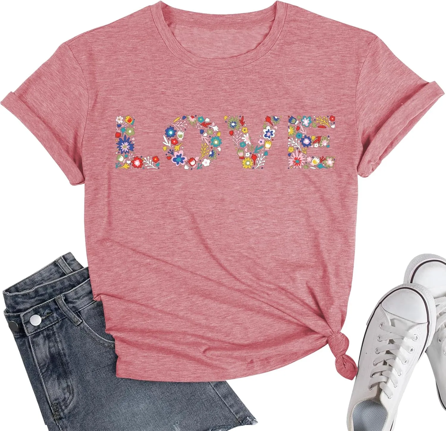 Wildflower Shirts Women Vintage Summer Flower Graphic Tees Cute Garden Plant Lover Tops