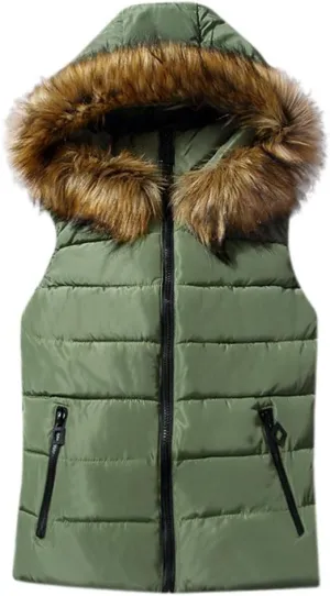 Winter Thicken Puffer Coat Women Short Outerwear Cotton-Padded Jackets Pocket Faux Hooded Vest Coats Colorful T Shirt Women