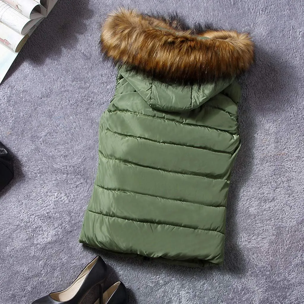 Winter Thicken Puffer Coat Women Short Outerwear Cotton-Padded Jackets Pocket Faux Hooded Vest Coats Colorful T Shirt Women