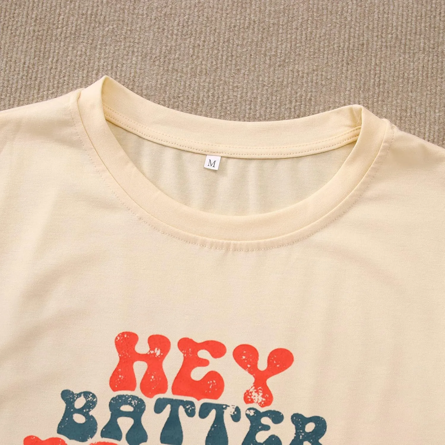 Women Hey Batter Batter Swing Shirt Baseball Mom Graphic Tee Short Sleeve Loose Ballpark Top Casual Sports Tees