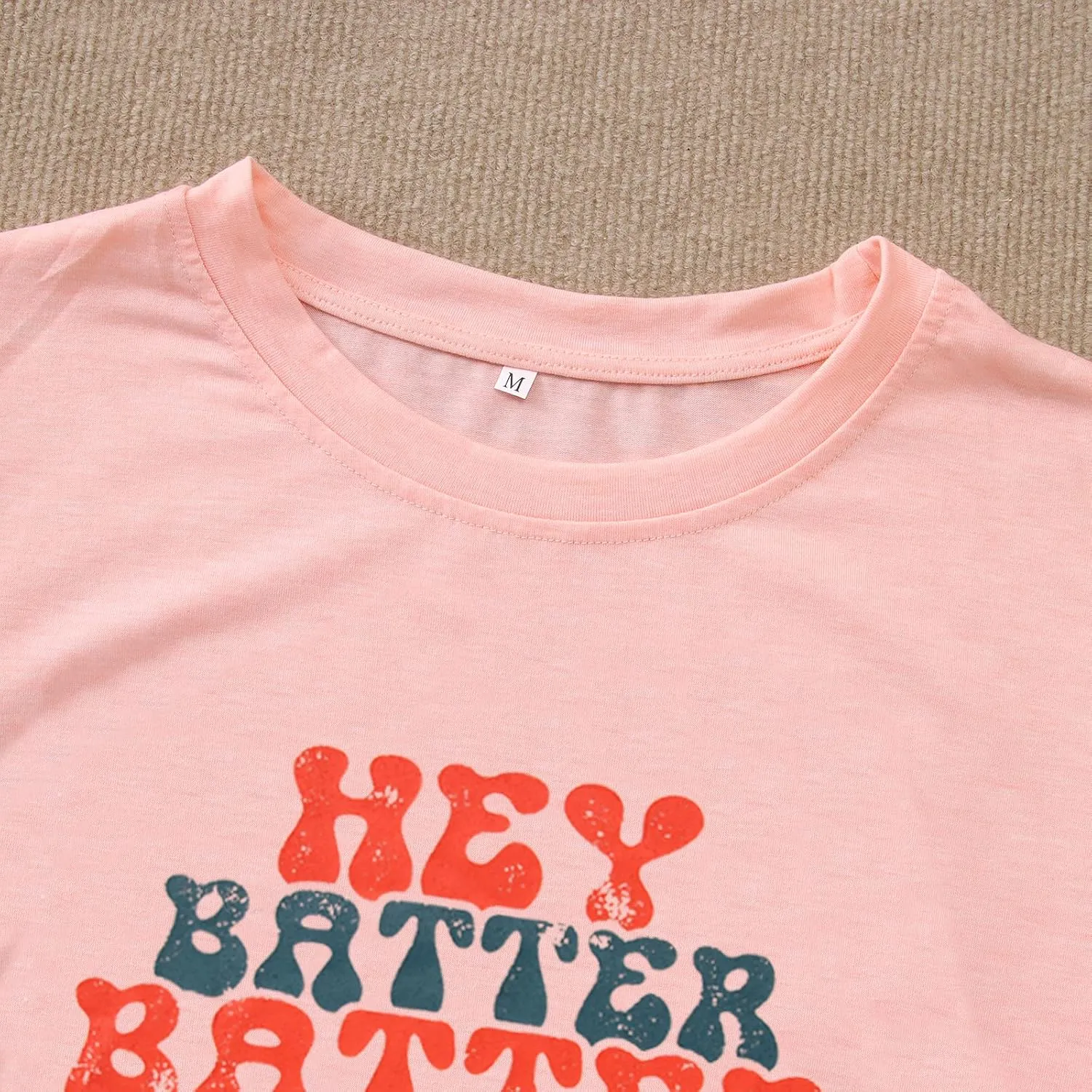 Women Hey Batter Batter Swing Shirt Baseball Mom Graphic Tee Short Sleeve Loose Ballpark Top Casual Sports Tees