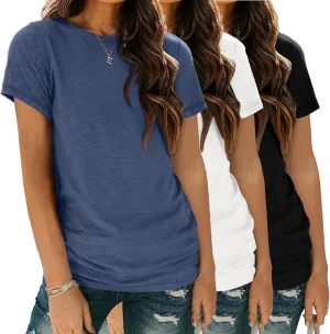 Womens 3 Pack T Shirts Basic Short Sleeve Tees Crewneck Fashion Tops Loose