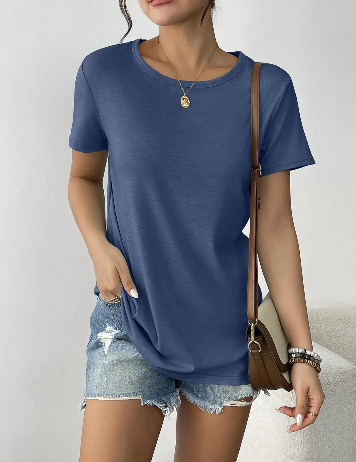 Womens 3 Pack T Shirts Basic Short Sleeve Tees Crewneck Fashion Tops Loose