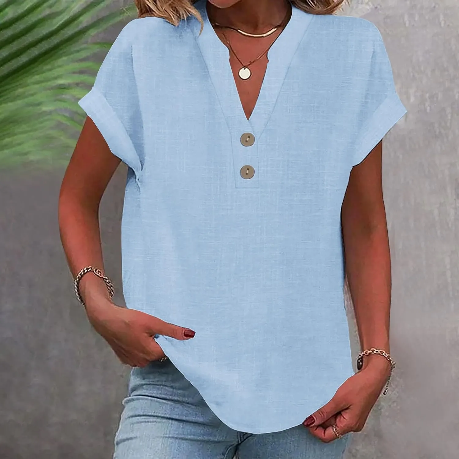 Womens Button Down Shirts Short Sleeve Cotton Gauze Tops Summer Beach Linen Shirt Dresses Blouses Oversized Coverups