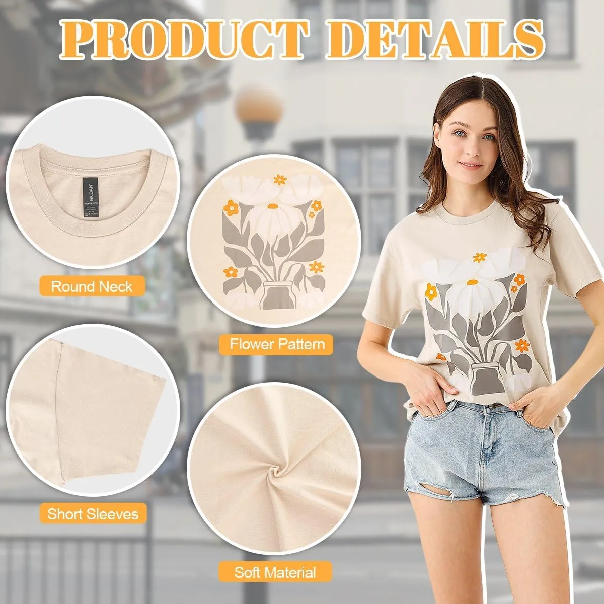 Womens Graphic Tees Vintage Tshirt Short Sleeve Country Music Shirt Casual Plant Tops