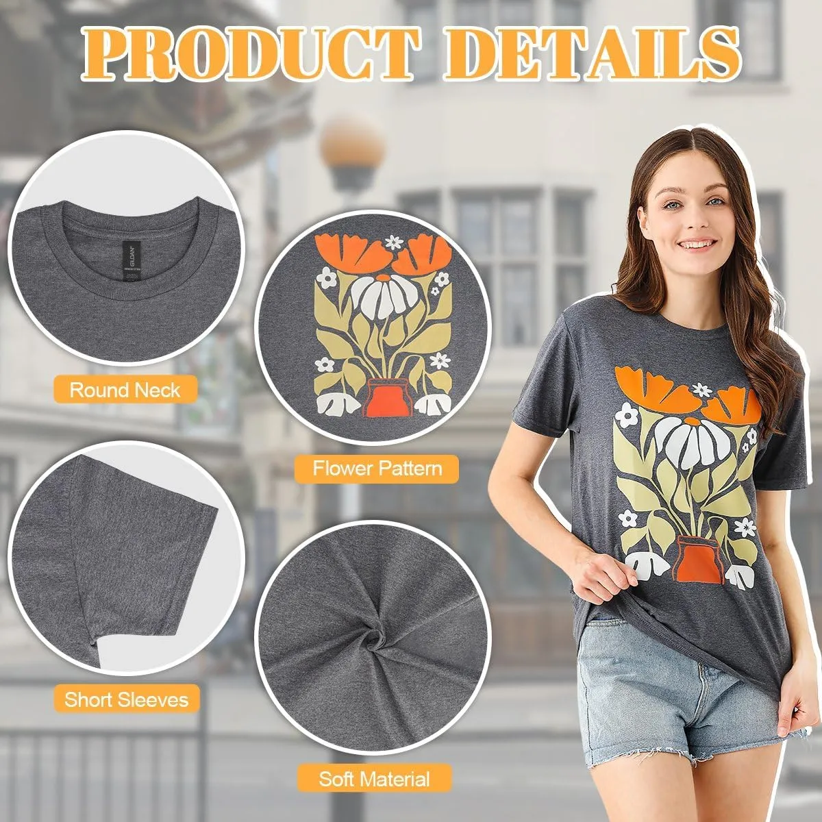 Womens Graphic Tees Vintage Tshirt Short Sleeve Country Music Shirt Casual Plant Tops