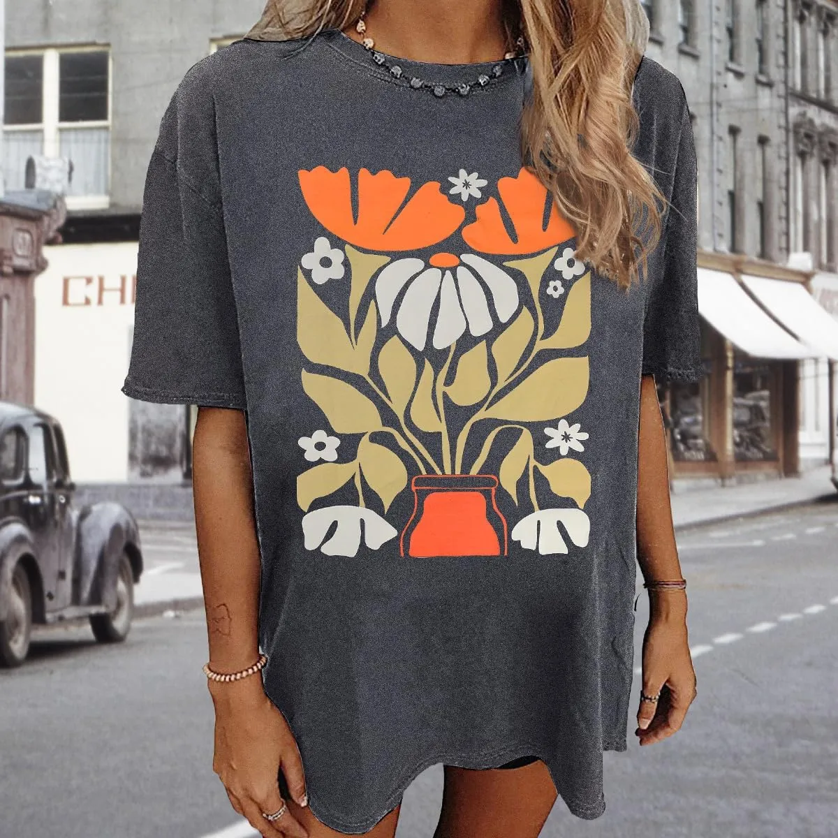 Womens Graphic Tees Vintage Tshirt Short Sleeve Country Music Shirt Casual Plant Tops