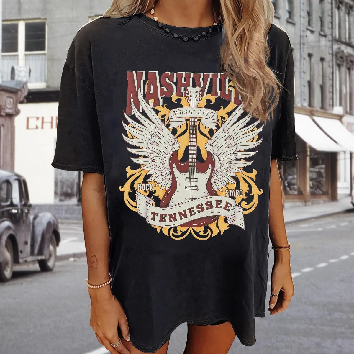 Womens Graphic Tees Vintage Tshirt Short Sleeve Country Music Shirt Casual Plant Tops