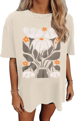 Womens Graphic Tees Vintage Tshirt Short Sleeve Country Music Shirt Casual Plant Tops