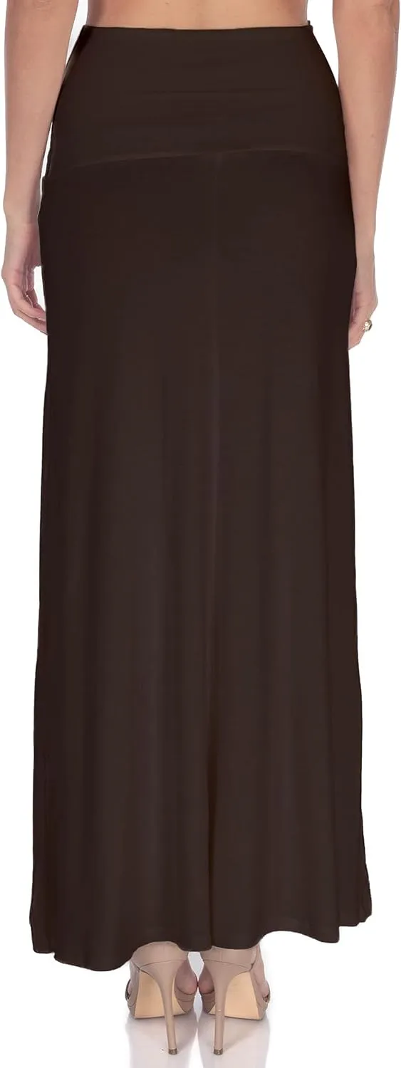 Women's High Waist Casual Solid Flare Maxi Skirt (Regular and Plus Sizes)