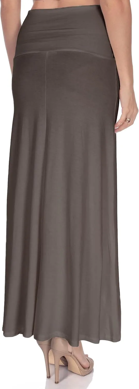 Women's High Waist Casual Solid Flare Maxi Skirt (Regular and Plus Sizes)