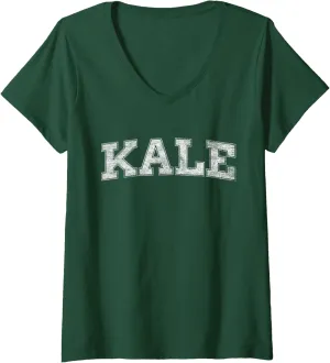 Womens KALE UNIVERSITY LEAFY GREENS ORGANIC GARDENER GO VEGAN V-Neck T-Shirt