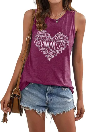 Womens Kindness Shirts Love Heart Graphic Tees Inspirational Letter Printed Be Kind Funny Casual Short Sleeve Tops