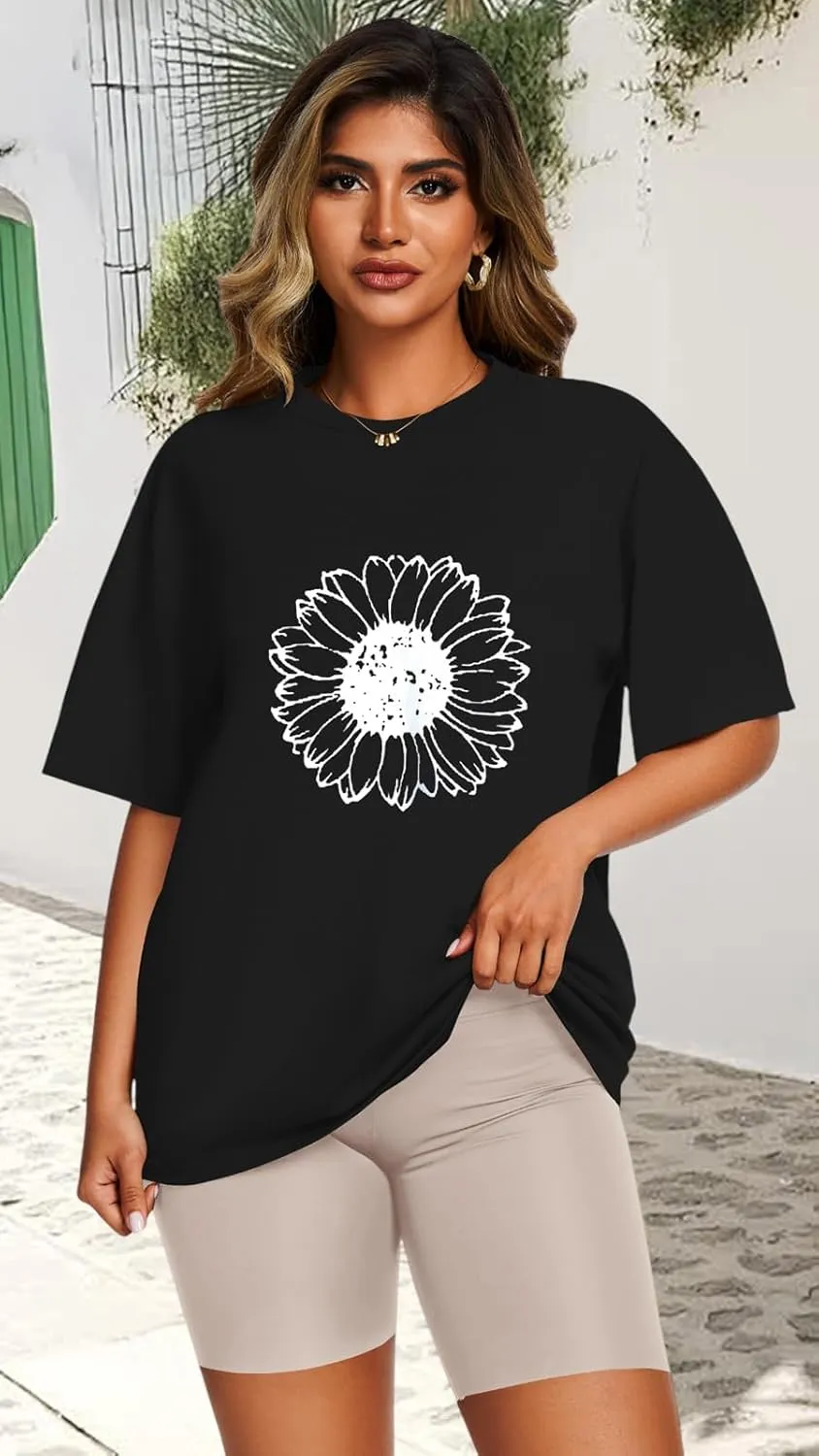 Womens Oversized T Shirts Loose Fit Graphic Tees Summer Casual Short Sleeve Tops
