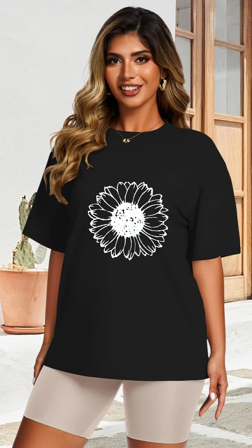 Womens Oversized T Shirts Loose Fit Graphic Tees Summer Casual Short Sleeve Tops