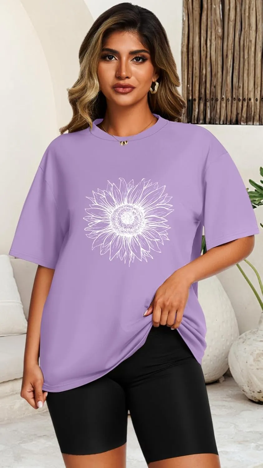 Womens Oversized T Shirts Loose Fit Graphic Tees Summer Casual Short Sleeve Tops
