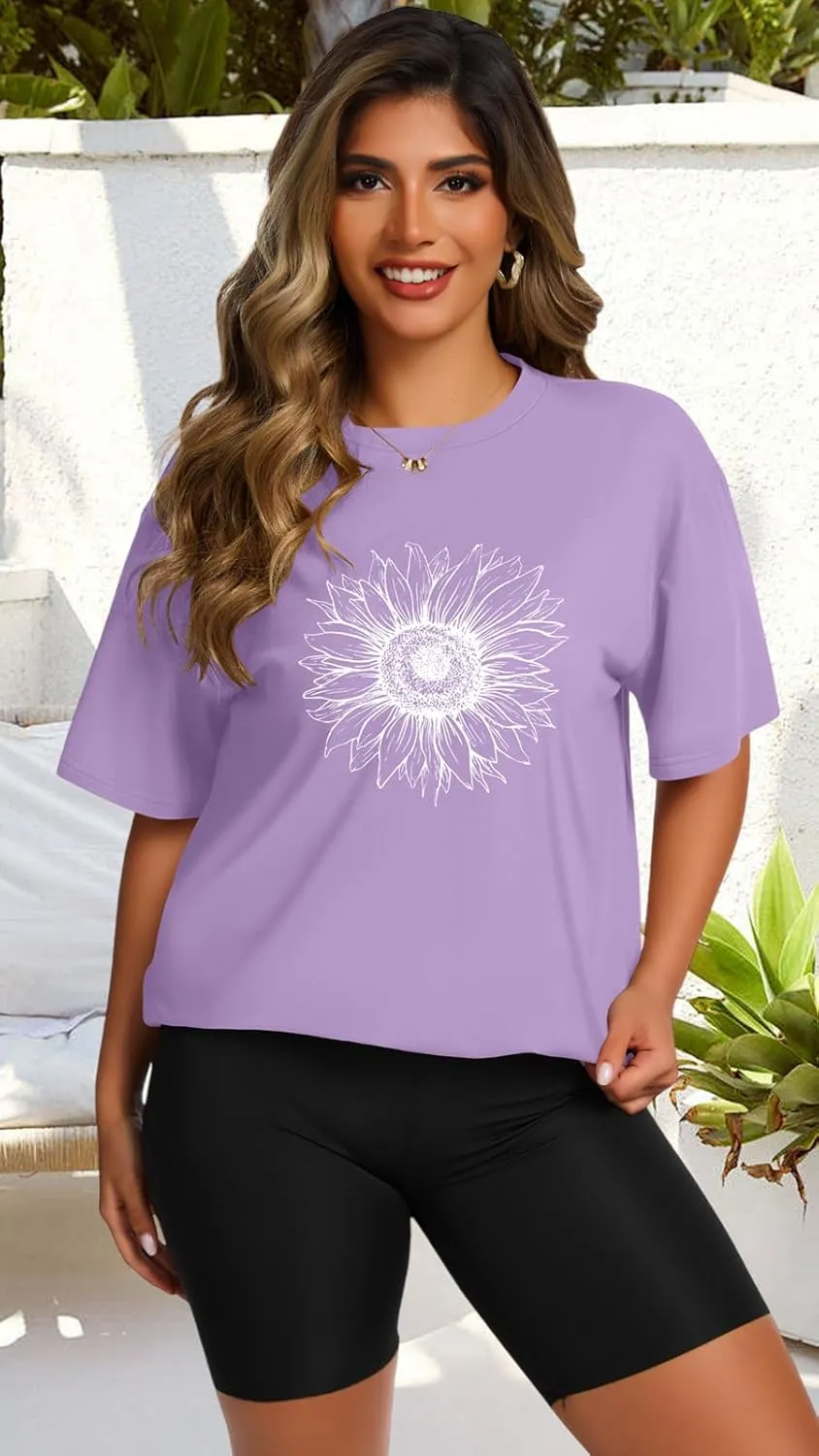 Womens Oversized T Shirts Loose Fit Graphic Tees Summer Casual Short Sleeve Tops
