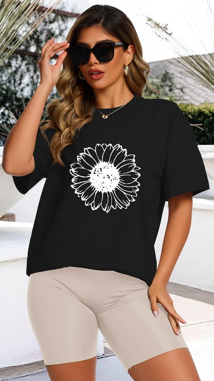 Womens Oversized T Shirts Loose Fit Graphic Tees Summer Casual Short Sleeve Tops