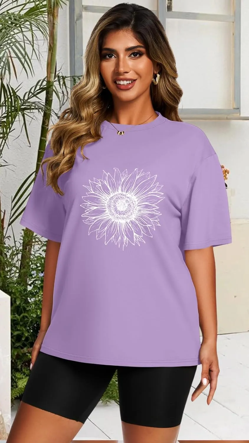 Womens Oversized T Shirts Loose Fit Graphic Tees Summer Casual Short Sleeve Tops