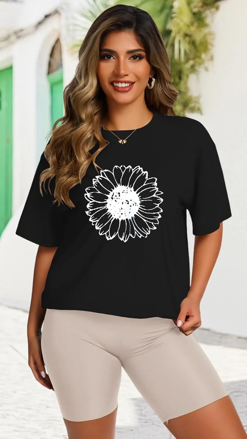 Womens Oversized T Shirts Loose Fit Graphic Tees Summer Casual Short Sleeve Tops