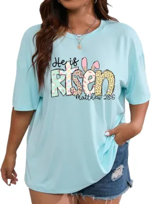 Women's Plus Size Short Sleeve Tops Jesus Shirt Christian Shirts Easter Graphic Tees