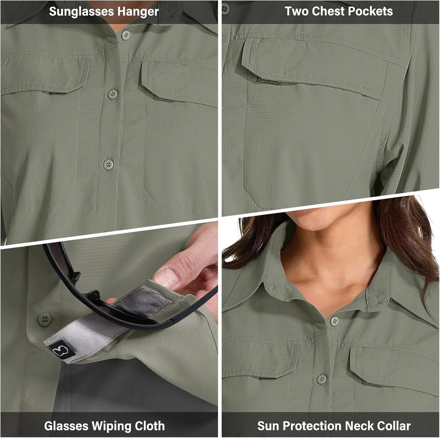 Womens Sun Protection Safari Shirts UPF 50  UV Long Sleeve Outdoor Cool Quick Dry Fishing Hiking Shirts