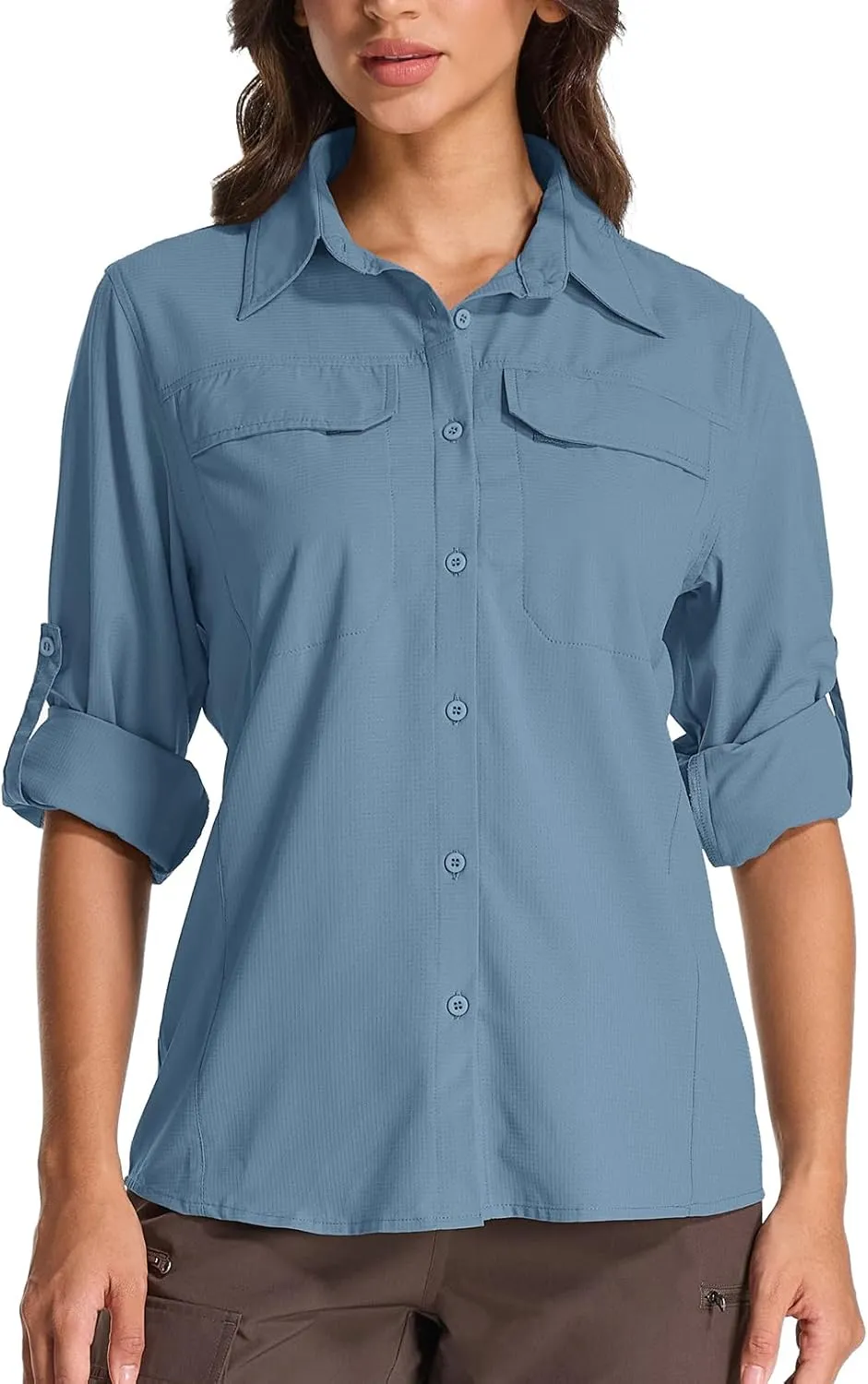 Womens Sun Protection Safari Shirts UPF 50  UV Long Sleeve Outdoor Cool Quick Dry Fishing Hiking Shirts