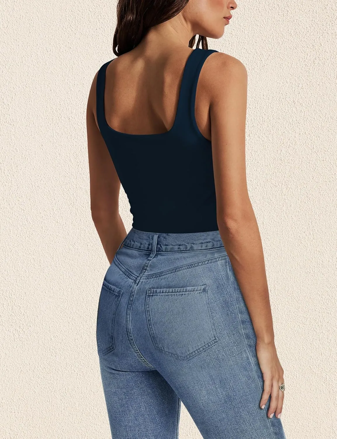 Womens Tank Tops Dressy Summer Sleeveless Shirts Sexy Square Neck Double Lined Fitted Tops T Shirts Blouses