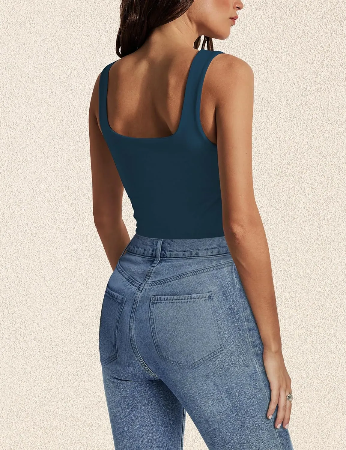 Womens Tank Tops Dressy Summer Sleeveless Shirts Sexy Square Neck Double Lined Fitted Tops T Shirts Blouses