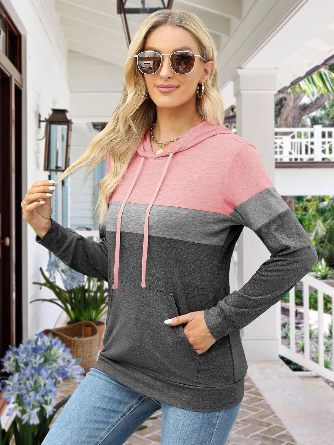 Womens Tops Ladies Tunics Casual Shirts Long Sleeve Hoodie Pullover Blouses Loose Fitting Tees Fashion Clothing Sweatshirts