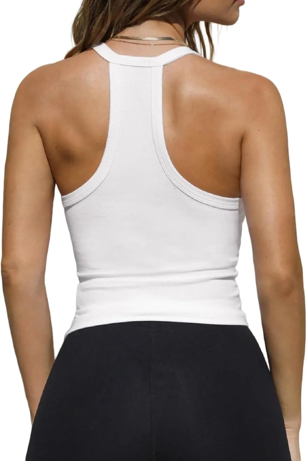 Womens V Neck Racerback Tank Tops Y2K Fitted Sleeveless Shirts Summer Ribbed Tees