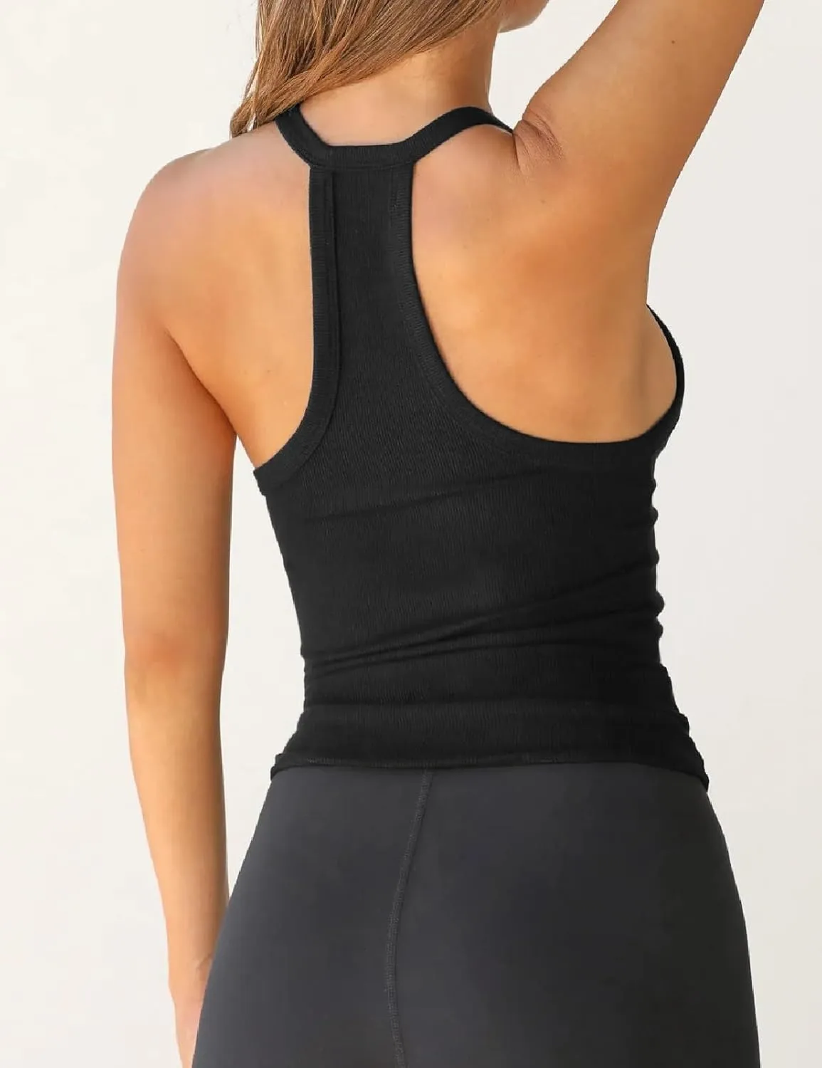 Womens V Neck Racerback Tank Tops Y2K Fitted Sleeveless Shirts Summer Ribbed Tees