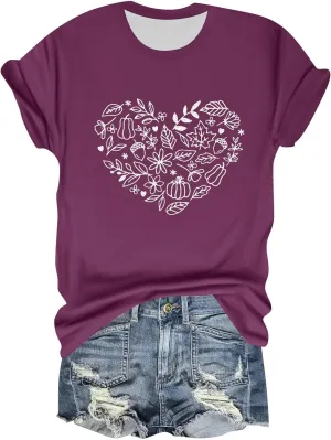 Womens Vintage Flowers T Shirt Boho Wildflower Graphic Loose Tees Cute Summer Short Sleeve Tops