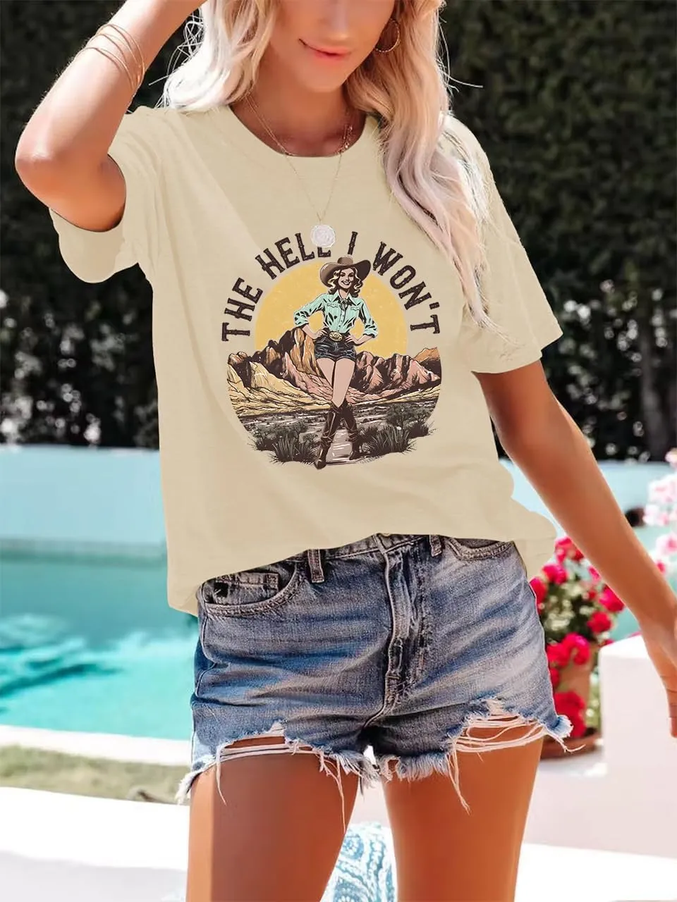 Womens Western Cowgirls Graphic Shirts Teen Girls Cute Country Music Short Sleeve Tshirt Tees