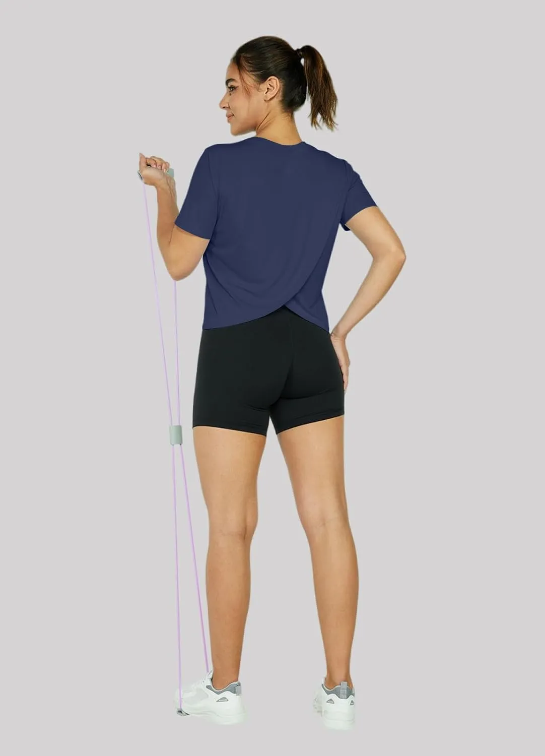 Women's Workout Shirts Short Sleeve Cropped Split Back Athletic Tops Active Running Gym Quick Dry Sun Shirts UPF 50 