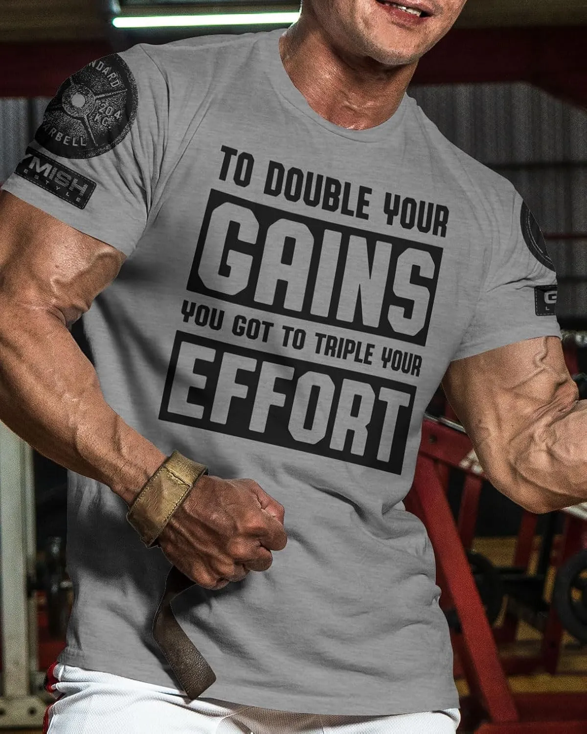 Workout Shirts for Men, to Double Your Gains Triple Your Effort Gym Shirt, Funny Lifting T-Shirt