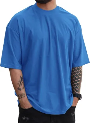 YawYews Mens Fashion Short Sleeve Tshirts Workout Oversize Pullover Solid Color Casual Tees