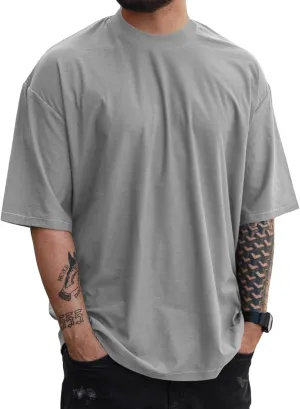 YawYews Mens Fashion Short Sleeve Tshirts Workout Oversize Pullover Solid Color Casual Tees